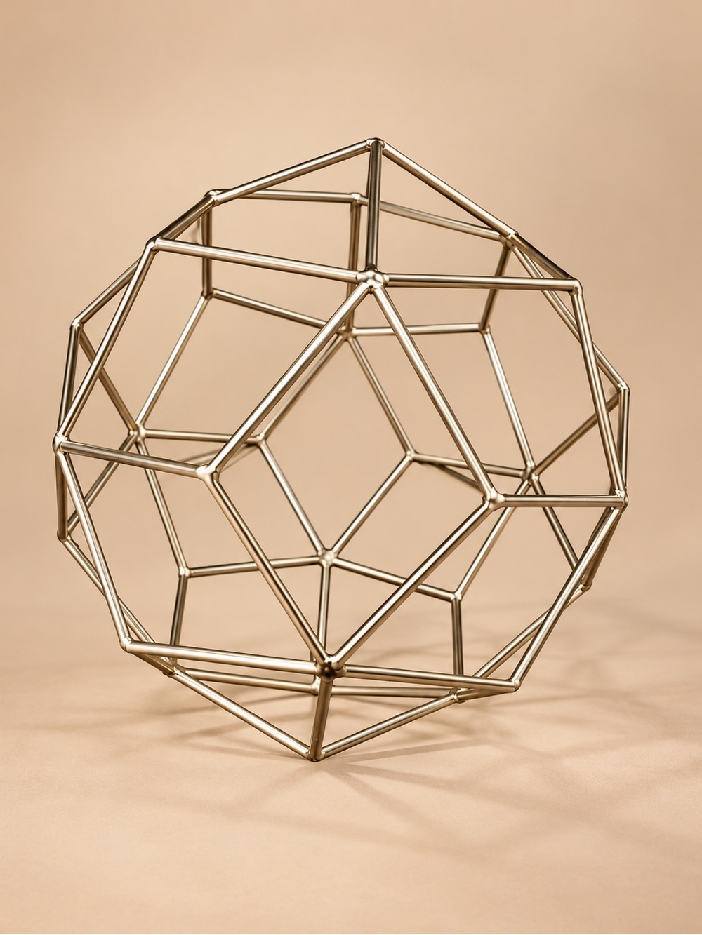 Geometric Metal Sculpture - Gold Decorative Home Art